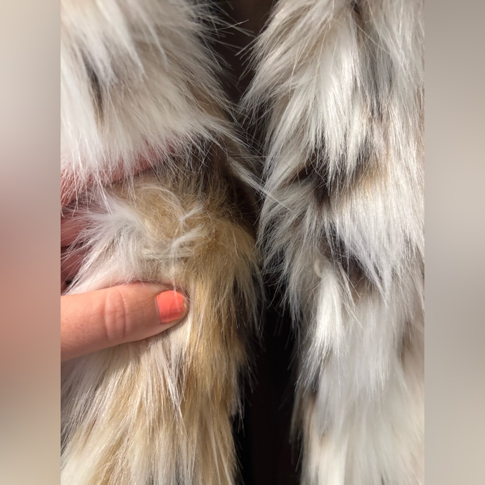 Zara White and Brown Faux Fur Jacket - Picture 12 of 13